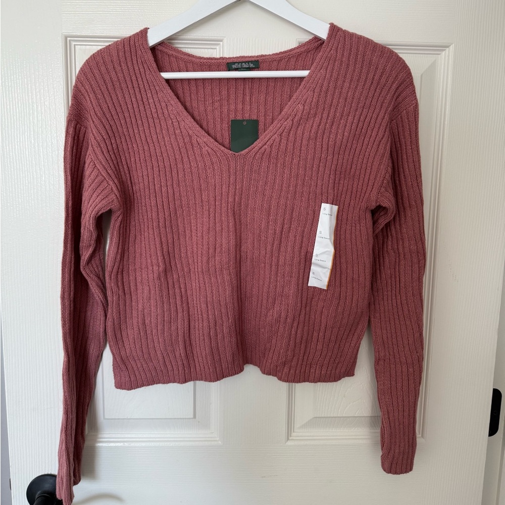 Wild Fable Ribbed Knit Sweater in Pink